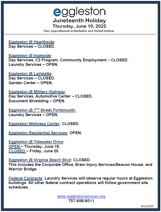 Juneteenth closure list